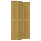 Room Divider 3 Panels Brown Solid Wood Paulownia 358816