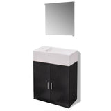 Bathroom Cabinet Black and White Engineered wood, Ceramic Compact 272227