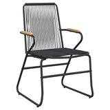 7 Piece Garden Dining Set Black PVC Rattan 3099213