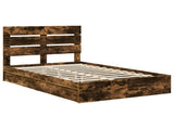 Storage Bed with Drawer Smoked Oak 135 x 190 cm Engineered Wood 3411906