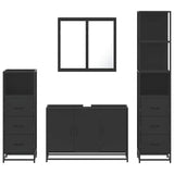 ZNTS 4 Piece Bathroom Furniture Set Black Engineered Wood 3301250