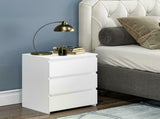 White Modern Bedside Table Cabinet Nightstand with 3 Storage Drawers Bedroom Furniture 49136774