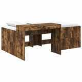 Kids'High Bed Frame with Desk Smoked Oak Engineered Wood 3422679