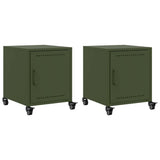 Bedside Cabinets 2 pcs Olive Green 36x39x43.5 cm Steel 846623