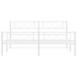Metal Bed Frame without Mattress with Footboard White 183x213cm 372349