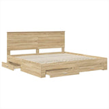 Bed Frame with Drawer Sonoma Oak 200 x 200 cm Engineered Wood 3411266