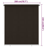 Outdoor Roller Blind 205 cm Brown HDPE 312985