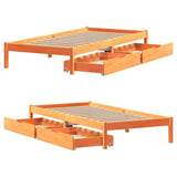 Bed Frame without Mattress Wax Brown 75x190 cm Small Single Solid Wood Pine 3301446