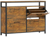 Shoe Storage Cabinet with 4 Flip Drawers and Open Shelf - Rustic Brown T3398P377993