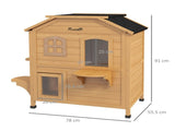 2-story Cat House Outdoor, Weatherproof Wooden Cat Enclosure for Feral Cats with Escape Door, T3398P349857
