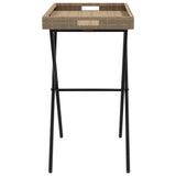 Folding Tray Table Beige 65x40x75 cm Poly Rattan 365130