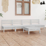 5 Piece Garden Lounge Set White Solid Pinewood 3082488