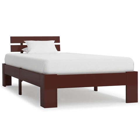 Bed Frame without Mattress Dark Brown Solid Pine Wood 100x200 cm 283173