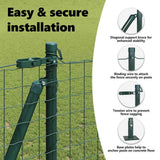 Fence Post with Concrete Base 52 pcs Green Powder-Coated Steel 3350228