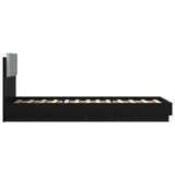 Bed Frame with LED Black Oak 80 x 200 cm Engineered Wood 3429667