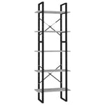 5-Tier Book Cabinet Concrete Grey 60x30x175 cm Engineered Wood 3081982