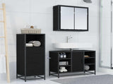 Bathroom Furniture Set 3 pcs Black Oak Engineered Wood 3402526
