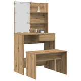 Dressing Table Set with LED Artisan Oak Engineered Wood 3329184