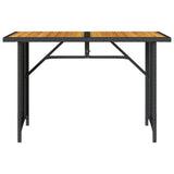 Garden Table with Wooden Top Black 110x68x70 cm Poly Rattan 366355