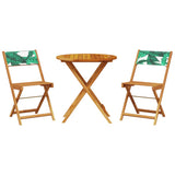 3 Piece Bistro Set Leaf Pattern Fabric and Solid Wood 3281848