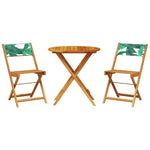 3 Piece Bistro Set Leaf Pattern Fabric and Solid Wood 3281848
