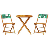 3 Piece Bistro Set Leaf Pattern Fabric and Solid Wood 3281848