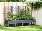 Garden Planter with Trellis Blue Grey 160x40x142 cm PP 367931