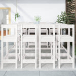9 Piece Garden Bar Set White Solid Wood Pine 3154771