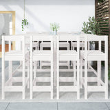 9 Piece Garden Bar Set White Solid Wood Pine 3154771