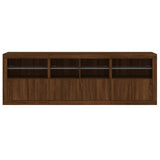 Sideboard with LED Lights Brown Oak 202x37x67 cm 3209015
