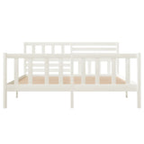 3101134 Bed Frame without Mattress White Solid Wood 140x190 cm