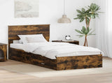 Bed Frame with Drawer Smoked Oak 100 x 200 cm Engineered Wood 3408303