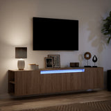 TV Wall Cabinet with LED Brown Oak 180x31x39.5 cm 3307960