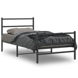 Metal Bed Frame without Mattress with Footboard Black 107x203cm 355379