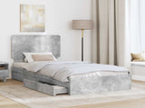 Storage Bed Concrete Grey 90 x 190 cm Engineered Wood 3412731