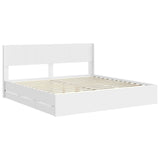 Bed Frame with Storage and Headboard White 200 x 200 cm 3414275