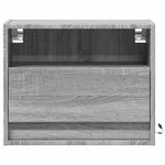 ZNTS Wall-mounted Bedside Cabinet with LED Lights Grey Sonoma 852071