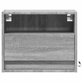 ZNTS Wall-mounted Bedside Cabinet with LED Lights Grey Sonoma 852071