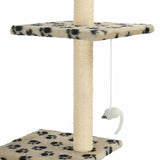Cat Tree with Sisal Scratching Posts 260 cm Beige Paw Prints 170535