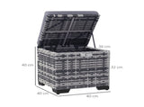 Set of 2 Rattan Storage Ottoman, Outdoor Footstool with Removable Cushions, Garden Storage Seat for T3398P325086