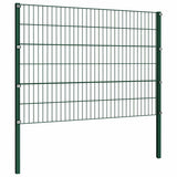Fence Panel with Posts Iron 1730x120 cm Green 278670