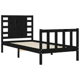 Bed Frame without Mattress Black Small Single Solid Wood Pine 3192780