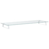 Monitor Stand White 100x35x8 cm Tempered Glass and Metal 374222