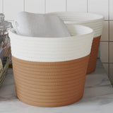 Storage Baskets 2 pcs Brown and White 24x18 cm Cotton 358454