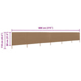 6-panel Wind Screen Fabric 800x80 cm Taupe 44546