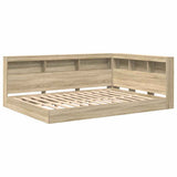 Bookcase Bed with Shelf Sonoma oak 140 x 200 cm Engineered Wood 3335730