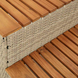 Hot Tub Step Beige 50x50x50,5 cm Poly Rattan and Solid Acacia 4103942