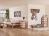 5 Drawer Dresser Wicker Basket Storage Shelf Unit Wooden Frame Home Organisation Cabinet Bedroom T3398P344191
