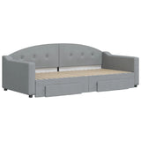Daybed with Trundle&Drawers without Mattress Light Grey 90x190 cm Single 3197603