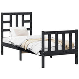 Bed Frame without Mattress Black Small Single Solid Wood Pine 3191935